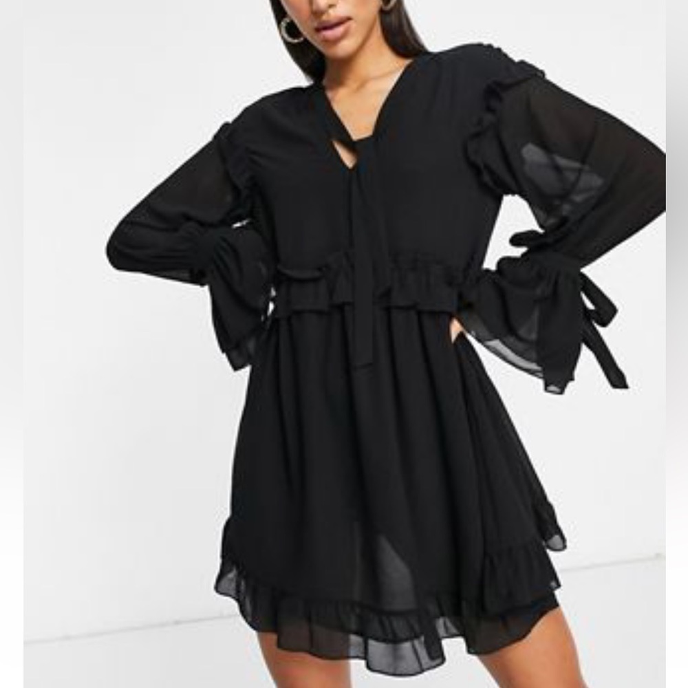 ASOS Pretty Lavish Smock Ruffle Mini Dress